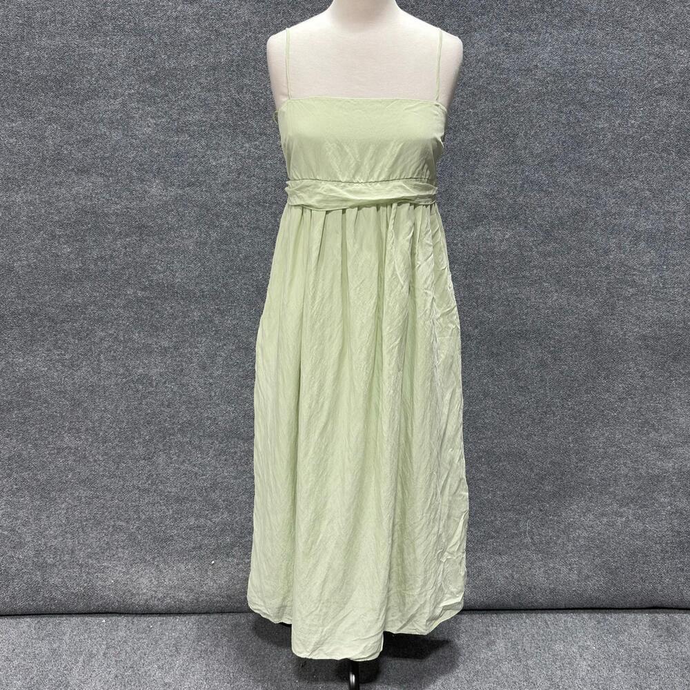 Vince Dress Womens S Green Square Neck Strappy Maxi Sundress Tie Back Lined